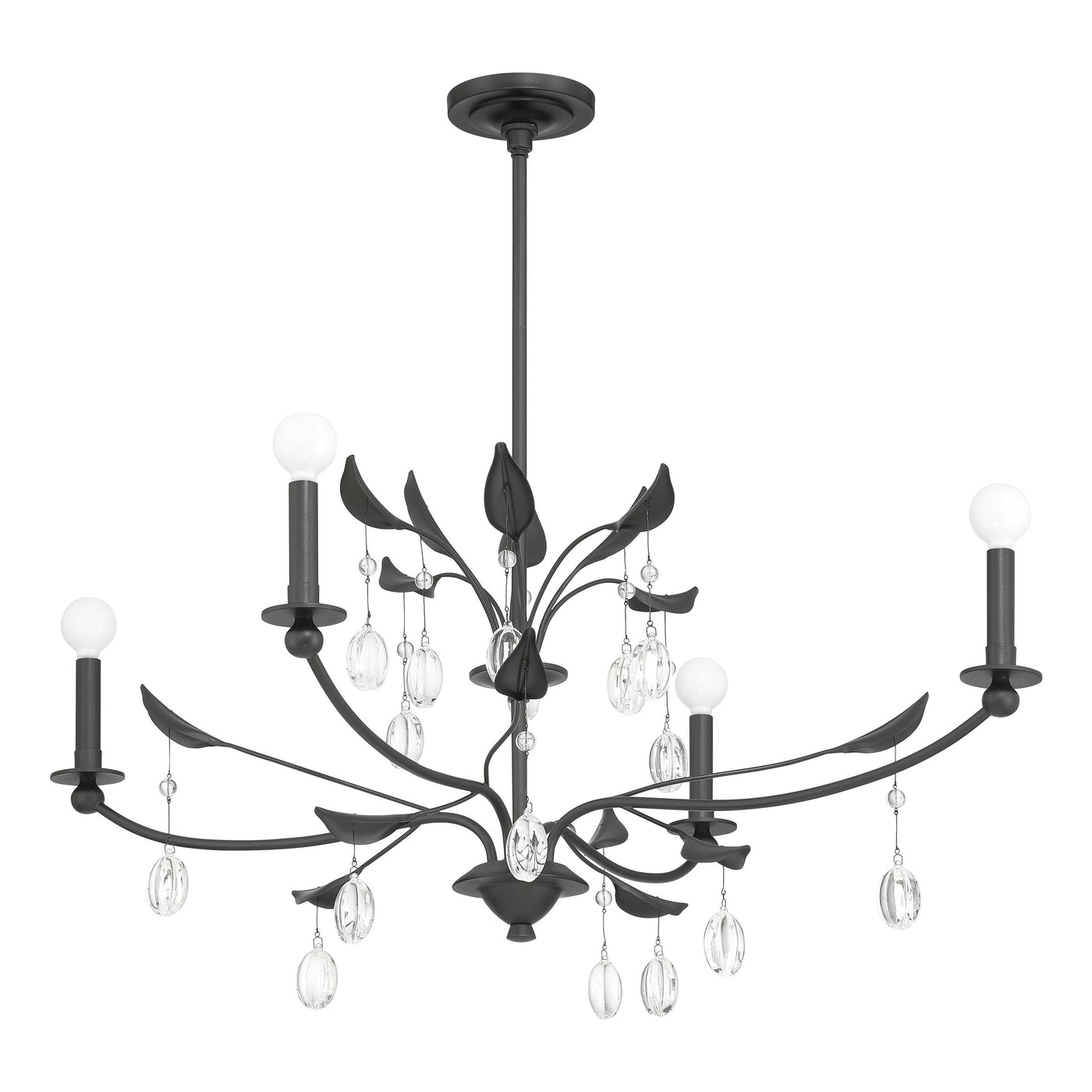 Presley 36-inch 4-light Textured Black Chandelier with Clear Glass Drops