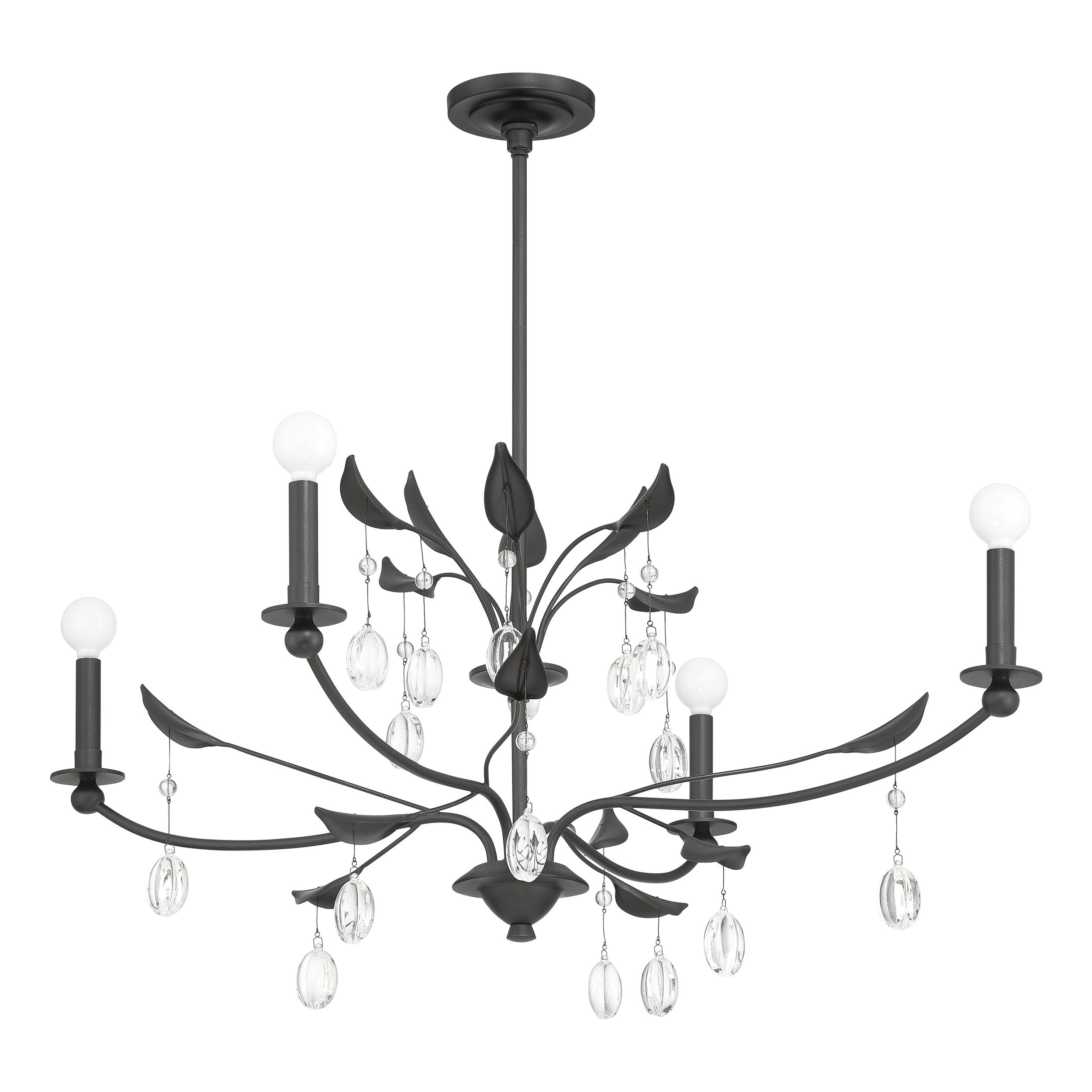 Presley 36-inch 4-light Textured Black Chandelier with Clear Glass Drops