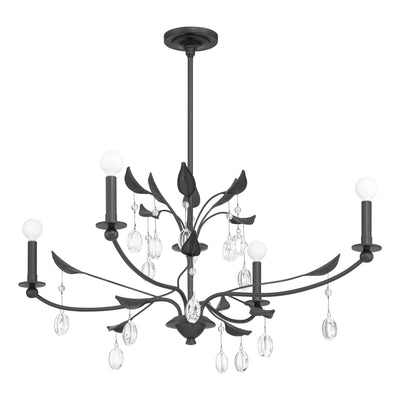 Presley 36-inch 4-light Textured Black Chandelier with Clear Glass Drops