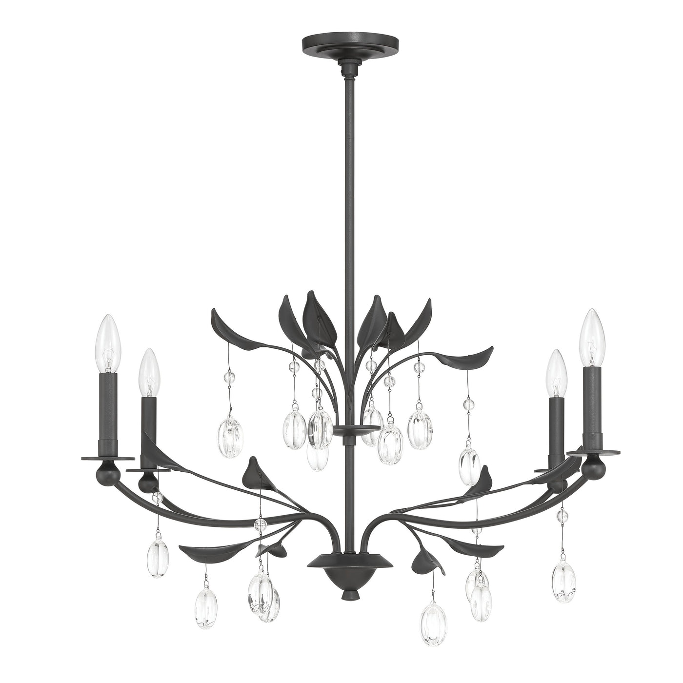 Presley 36-inch 4-light Textured Black Chandelier with Clear Glass Drops