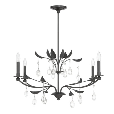 Presley 36-inch 4-light Textured Black Chandelier with Clear Glass Drops