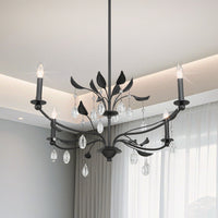 Presley 36-inch 4-light Textured Black Chandelier with Clear Glass Drops
