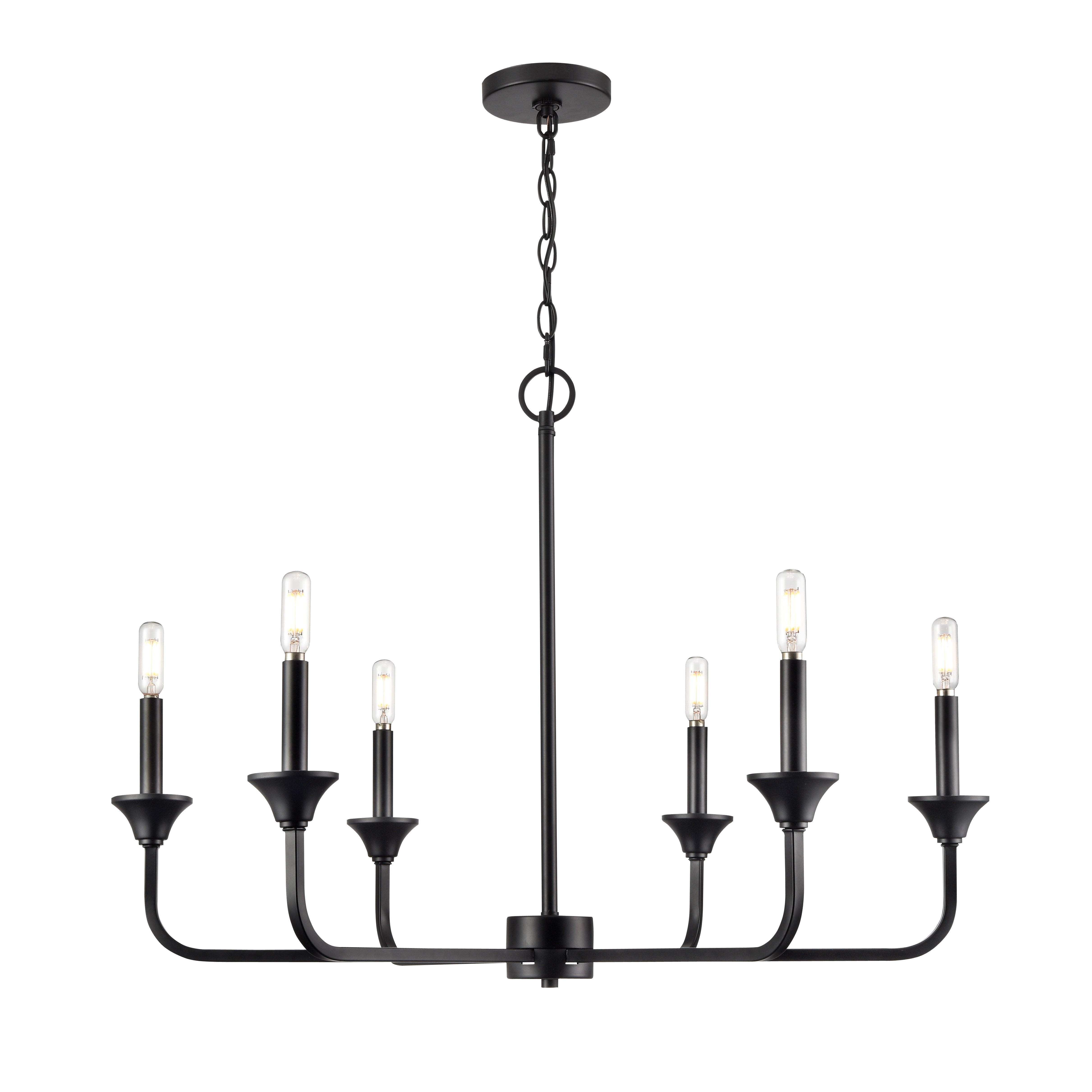 23'' Herring Matte Black 6 Light Chandelier