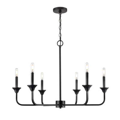 23'' Herring Matte Black 6 Light Chandelier