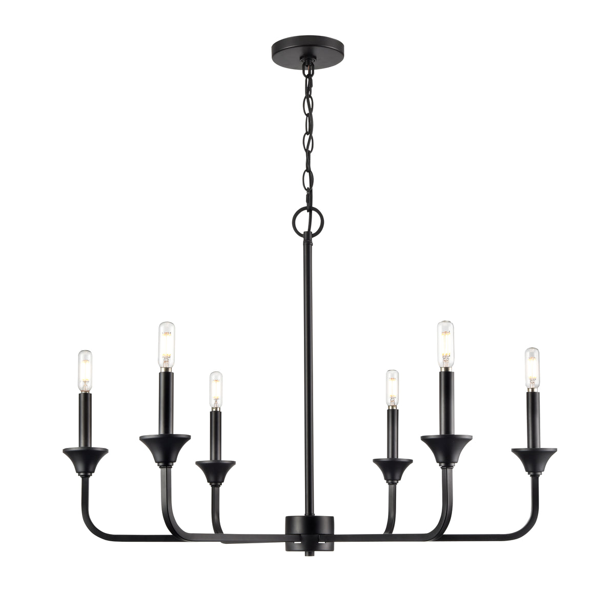 23'' Herring Matte Black 6 Light Chandelier