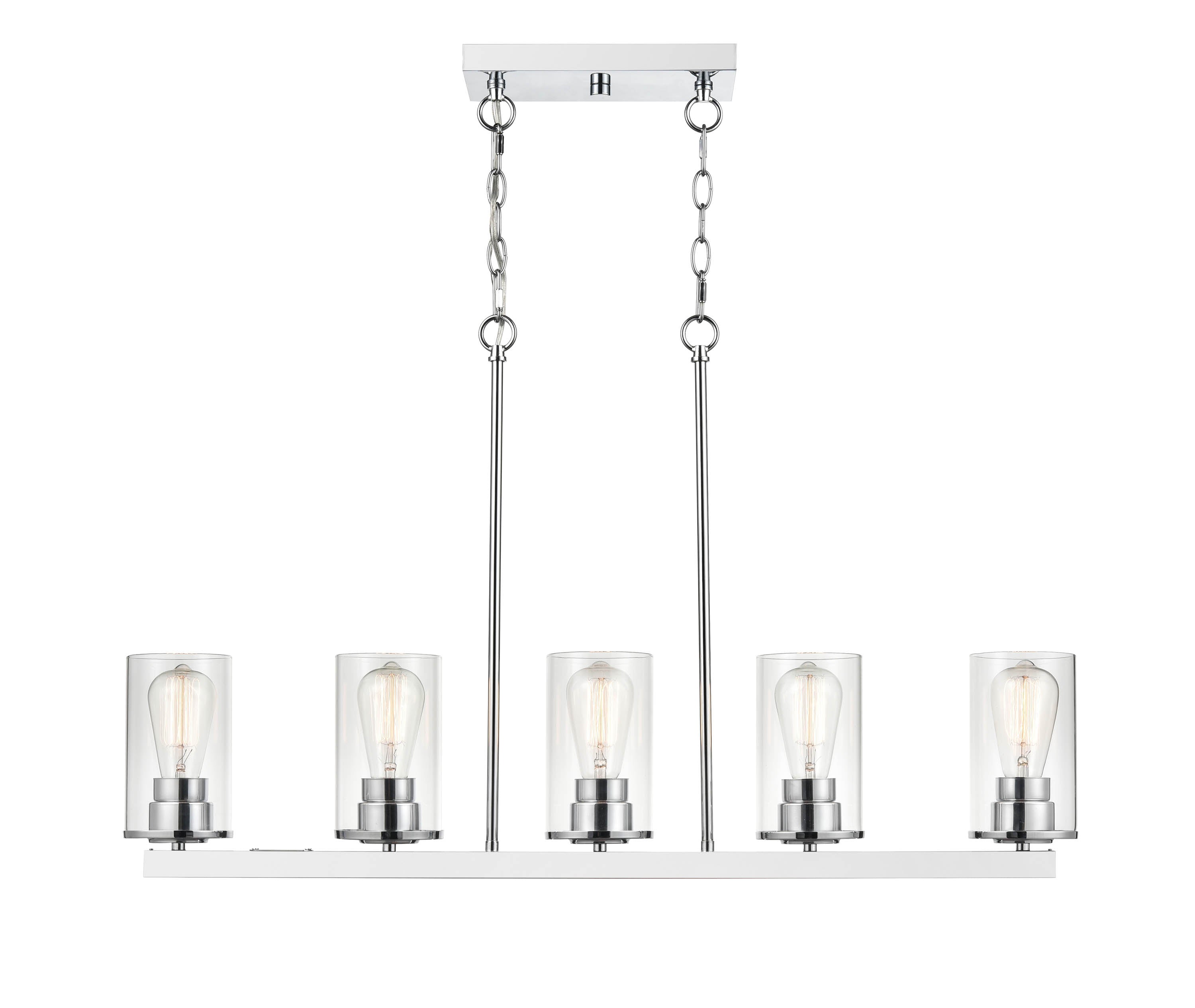 40-inch Verlana Chrome 5-Light Clear Glass Linear Chandelier