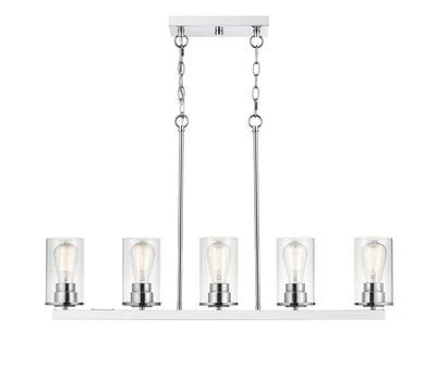 40-inch Verlana Chrome 5-Light Clear Glass Linear Chandelier