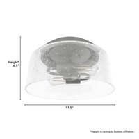 Hartland 11.5-inch 2-light Brushed Nickel Flush Mount Ceiling Light with Seeded Glass