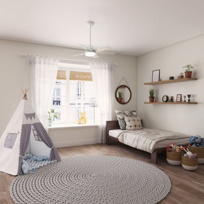 44 inch Pacer Fresh White Ceiling Fan with LED Light Kit and Handheld Remote