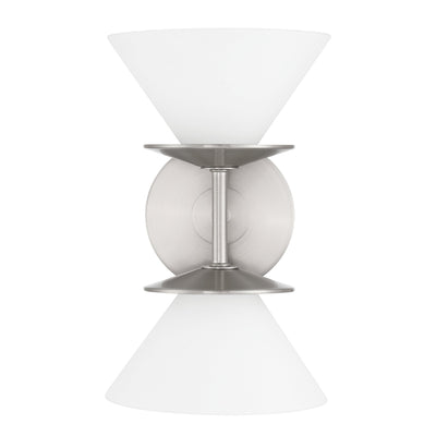 Tremolo 11-inch 2-light Brushed Nickel and Polished Nickel Vanity Light with Etched Opal Glass