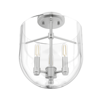Sacha 11-inch 3-light Brushed Nickel Semi-Flush Mount with Clear Glass