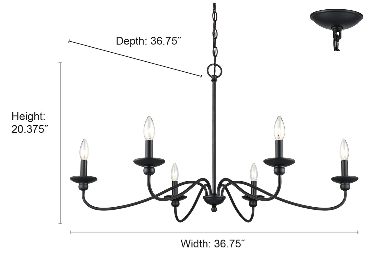 20.5'' Delvona Modern Gold 6 Light Chandelier