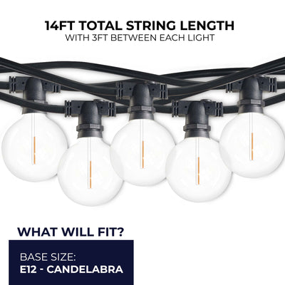 14-foot Black G16 LED String Light Kit with 10 Bulbs, 2700K, 2-Pack