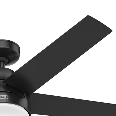 52 inch Aerodyne Wi-Fi Matte Black Ceiling Fan with LED Light Kit and Handheld Remote