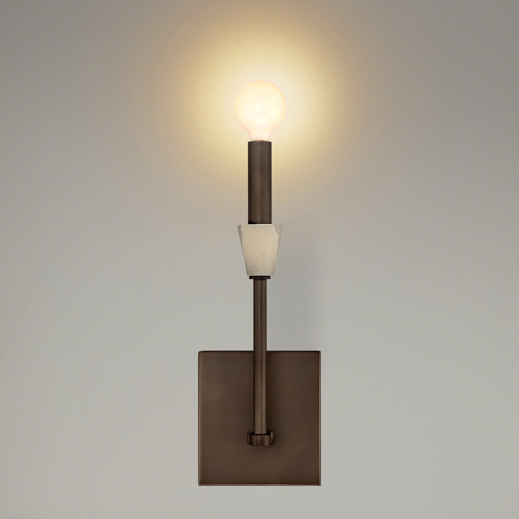 Montclair 12-inch 1-light Forged Bronze and Natural Alabaster Wall Sconce