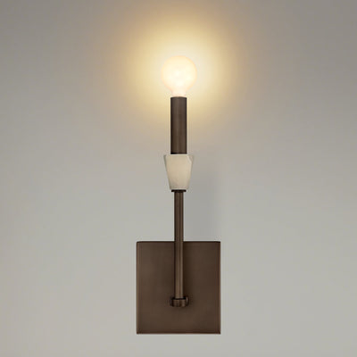 Montclair 12-inch 1-light Forged Bronze and Natural Alabaster Wall Sconce
