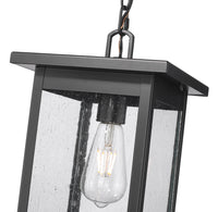 15.63-inch Bowton Powder Coated Black 1-Light Clear Seeded Glass Outdoor Hanging Lantern