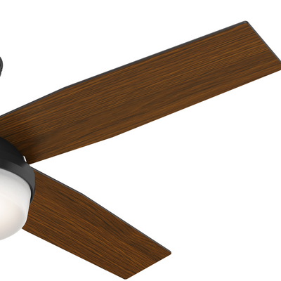 52 inch Dempsey Matte Black Damp Rated Ceiling Fan with LED Light Kit and Handheld Remote