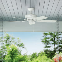48 inch Sea Wind White Damp Rated Ceiling Fan and Pull Chain