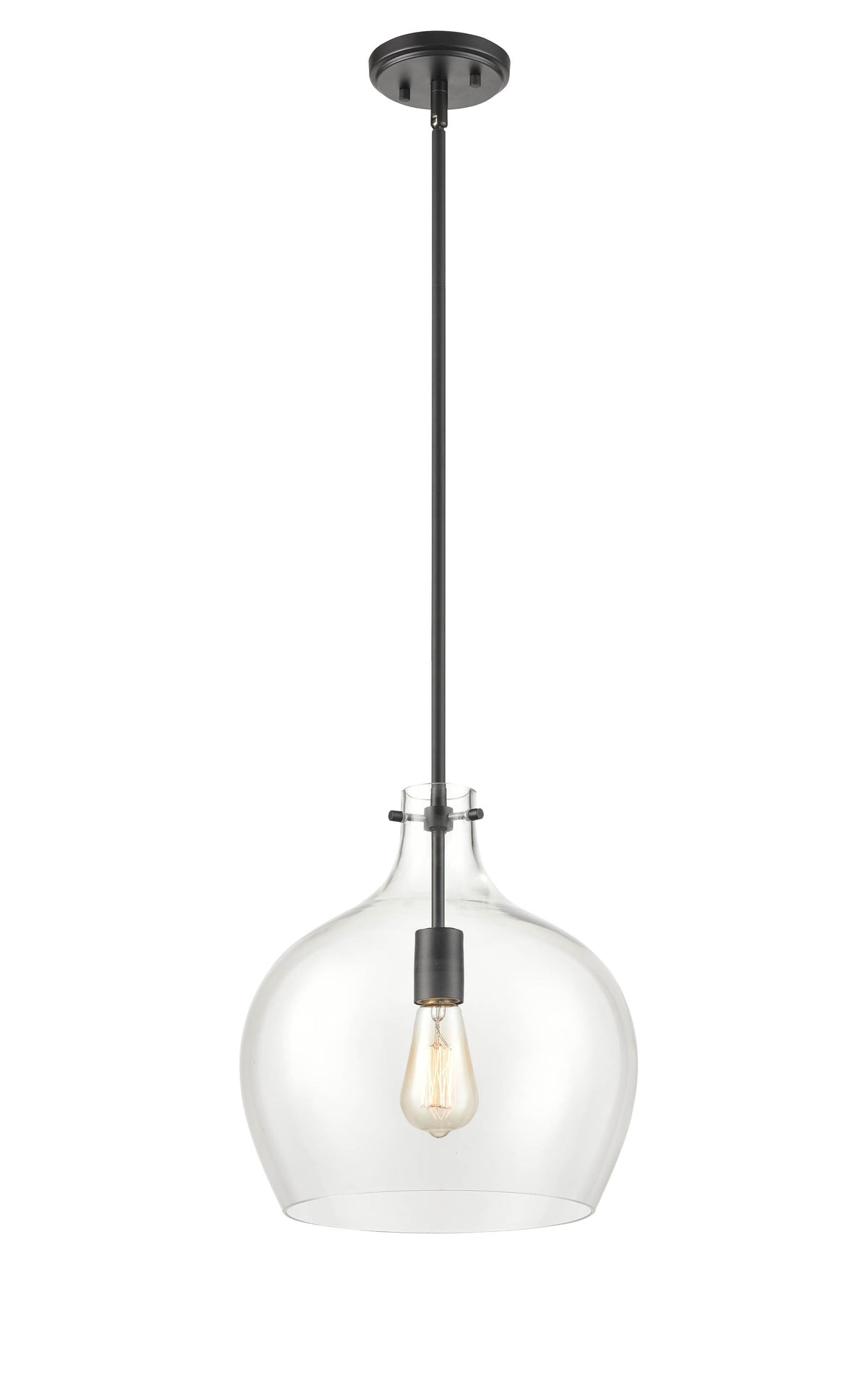 13-inch Matte Black 1-Light Pendant Light