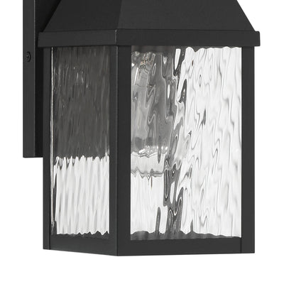 Glencrest 14-inch 1-light Textured Black Exterior Wall Sconce with Clear Water Glass