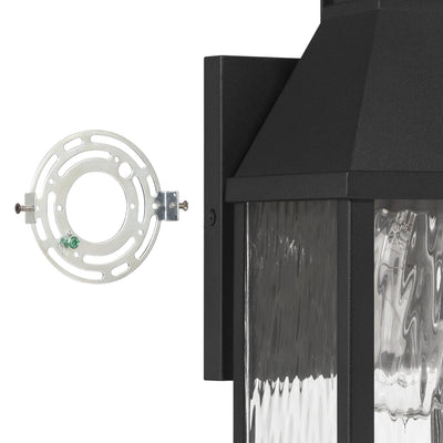 Glencrest 14-inch 1-light Textured Black Exterior Wall Sconce with Clear Water Glass