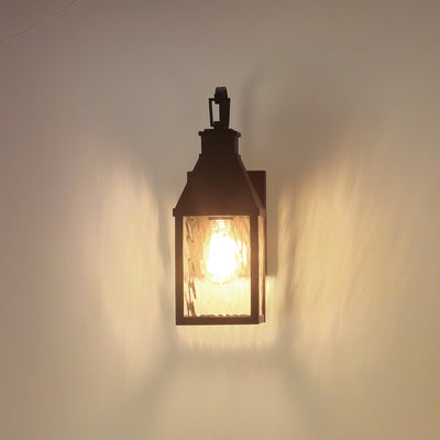 Glencrest 14-inch 1-light Textured Black Exterior Wall Sconce with Clear Water Glass