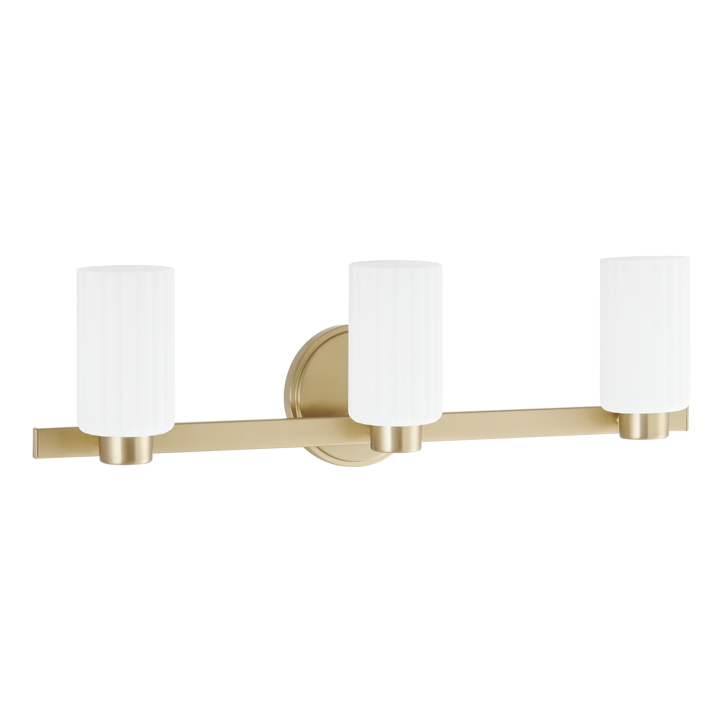 Bedminster 24-inch 3-light Champagne Gold Vanity Light with Etched Opal Ribbed Glass Shades