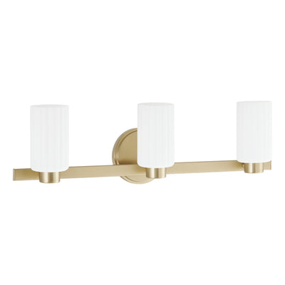 Bedminster 24-inch 3-light Champagne Gold Vanity Light with Etched Opal Ribbed Glass Shades