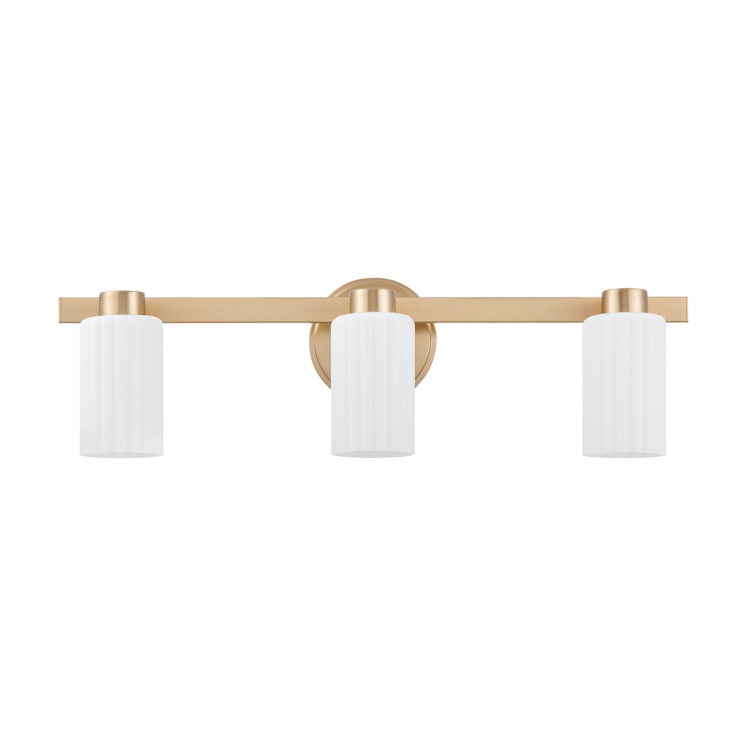 Bedminster 24-inch 3-light Champagne Gold Vanity Light with Etched Opal Ribbed Glass Shades