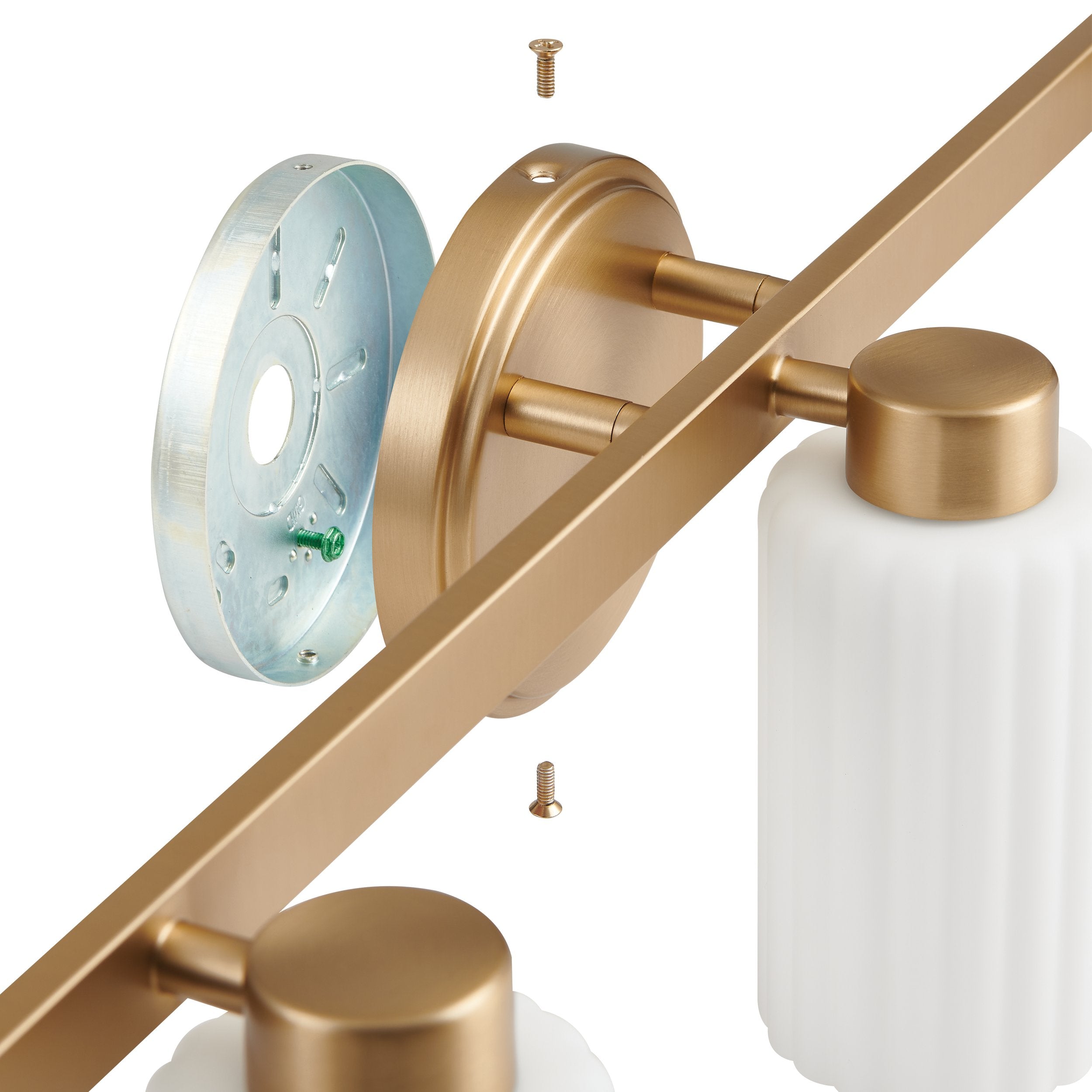 Bedminster 24-inch 3-light Champagne Gold Vanity Light with Etched Opal Ribbed Glass Shades