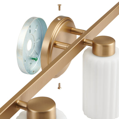 Bedminster 24-inch 3-light Champagne Gold Vanity Light with Etched Opal Ribbed Glass Shades