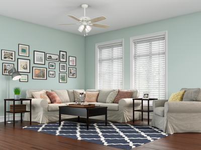 52 inch Amberlin Fresh White Ceiling Fan with LED Light Kit and Pull Chain