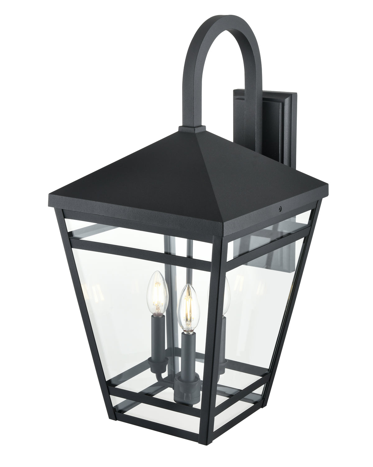 12'' Seager Textured Black 3 Light Wall Sconce