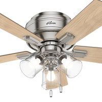 42 inch Crestfield Brushed Nickel Low Profile Ceiling Fan with LED Light Kit and Pull Chain