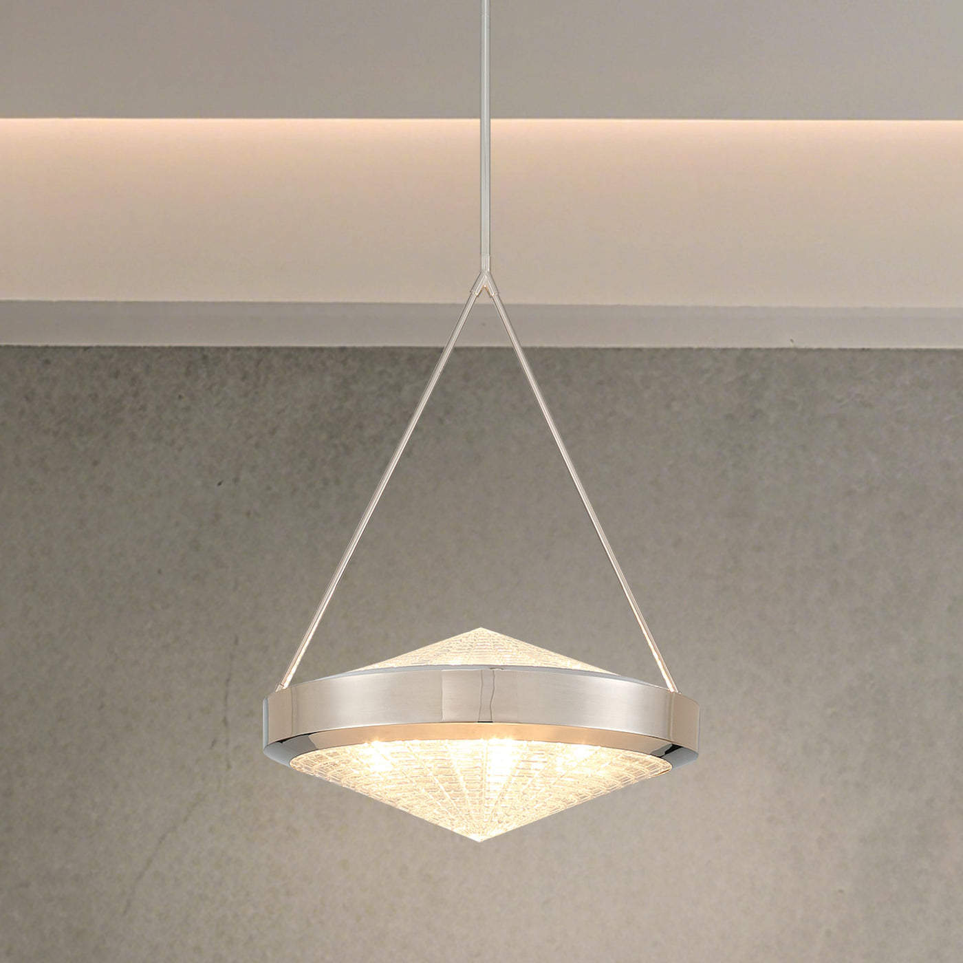 Agate 20-inch 4-light Polished Nickel Pendant Light with Clear Holophane Glass Shade