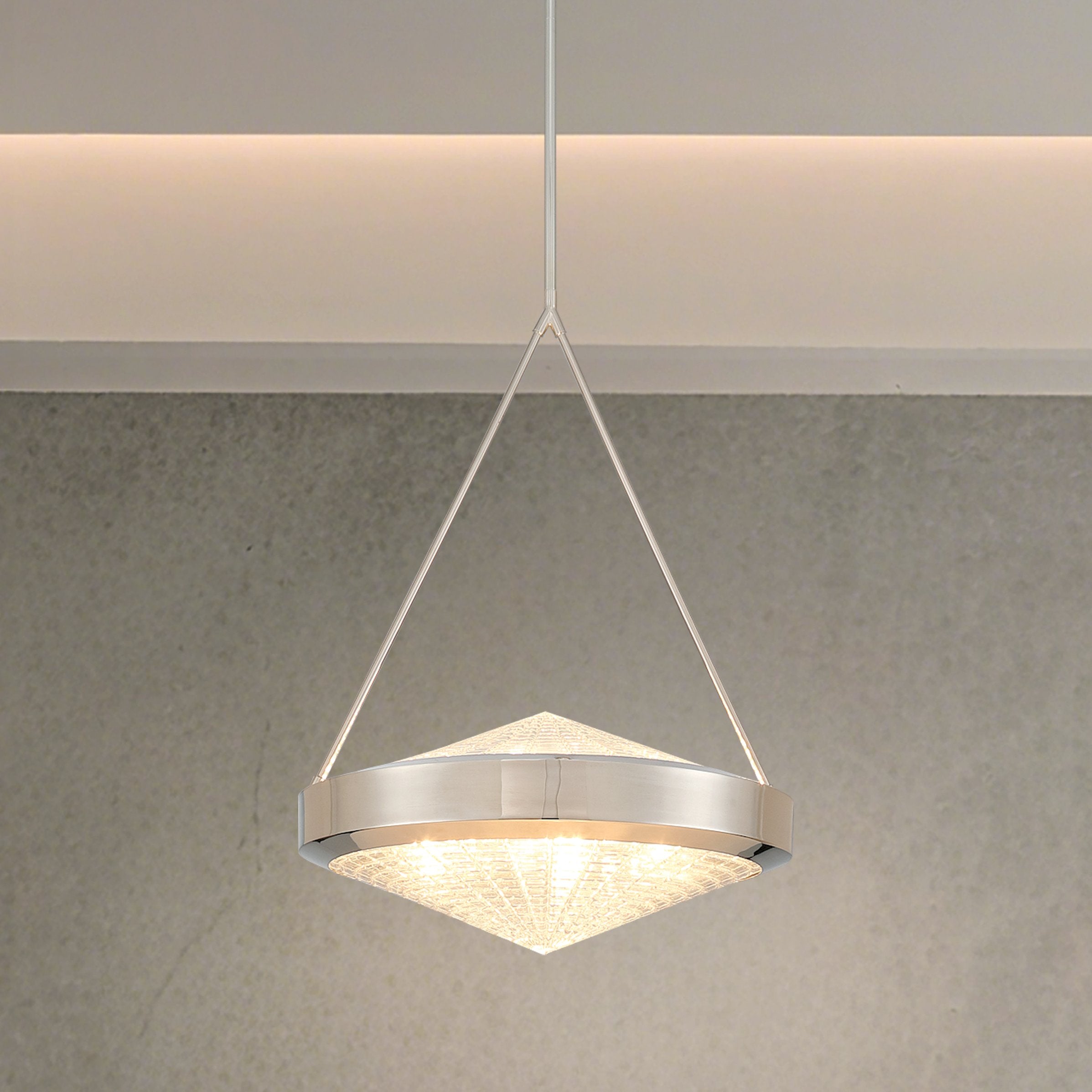 Agate 20-inch 4-light Polished Nickel Pendant Light with Clear Holophane Glass Shade