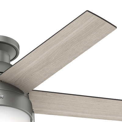 46 inch Anslee Matte Silver Low Profile Ceiling Fan with LED Light Kit and Pull Chain