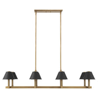 Mcgill 52-inch 8-light Natural Brass Linear Chandelier with Matte Black and Gold Metal Shades