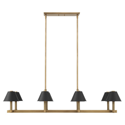 Mcgill 52-inch 8-light Natural Brass Linear Chandelier with Matte Black and Gold Metal Shades