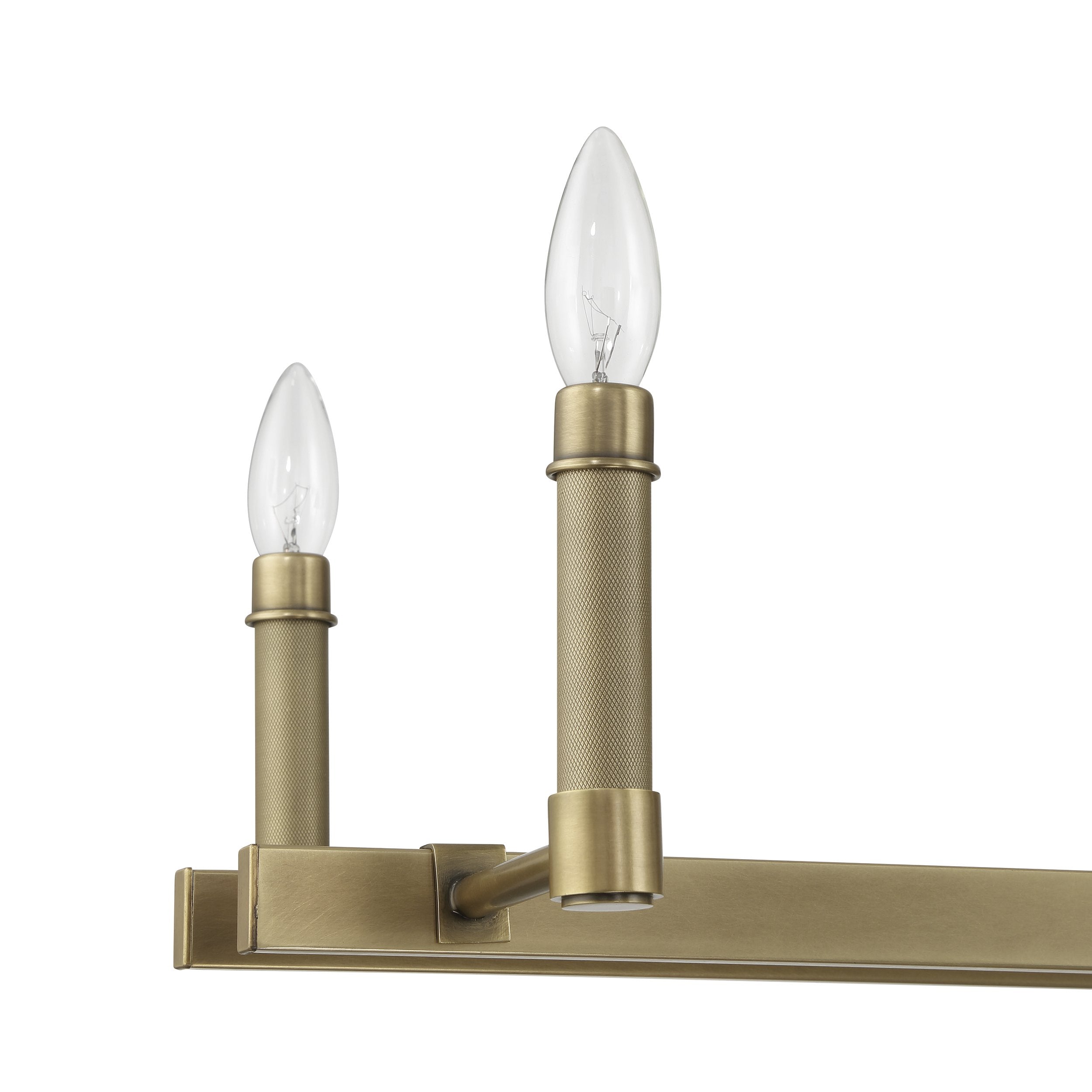 Mcgill 52-inch 8-light Natural Brass Linear Chandelier with Matte Black and Gold Metal Shades