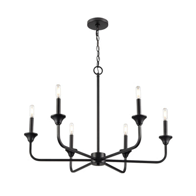 23'' Herring Matte Black 6 Light Chandelier