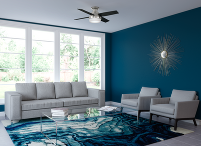 44 inch Dempsey Brushed Nickel Low Profile Ceiling Fan with LED Light Kit and Handheld Remote