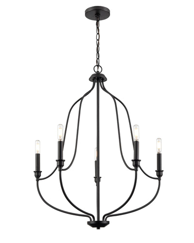 31'' Senoia Matte Black 5 Light Chandelier
