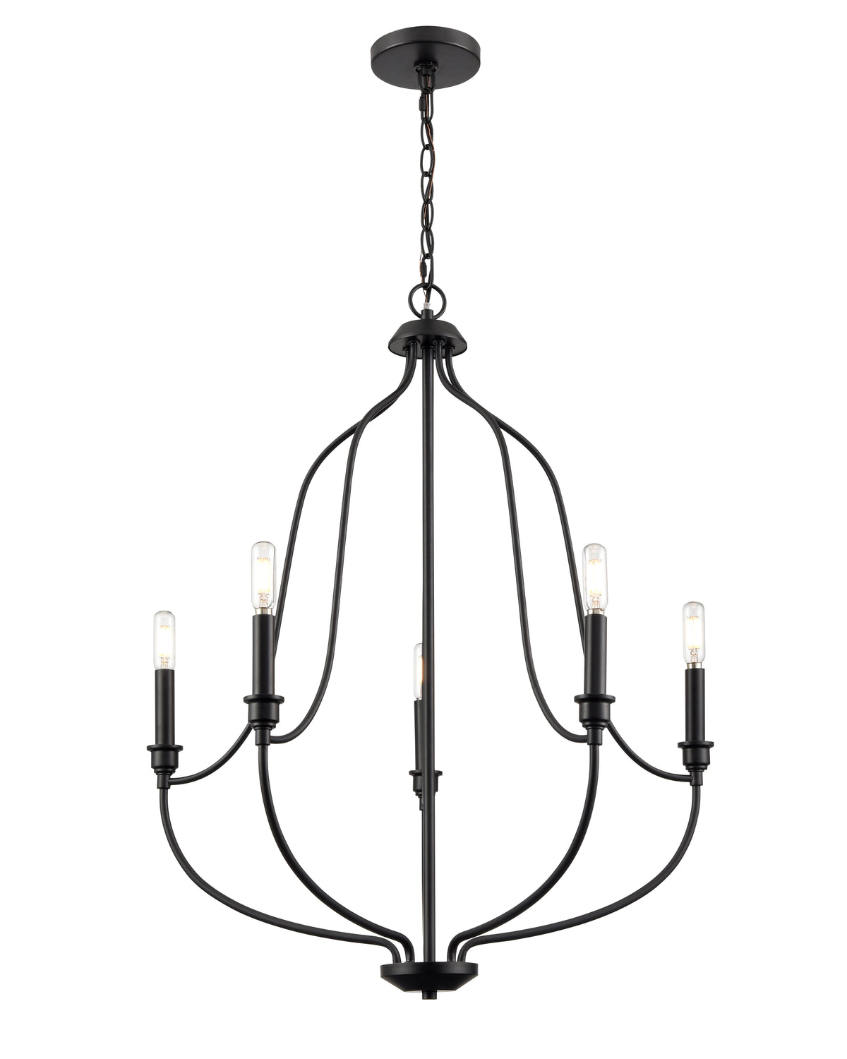 31'' Senoia Matte Black 5 Light Chandelier