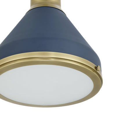 Doyle 18-inch 1-light Natural Brass Pendant Light with Matte Blue Metal Shade