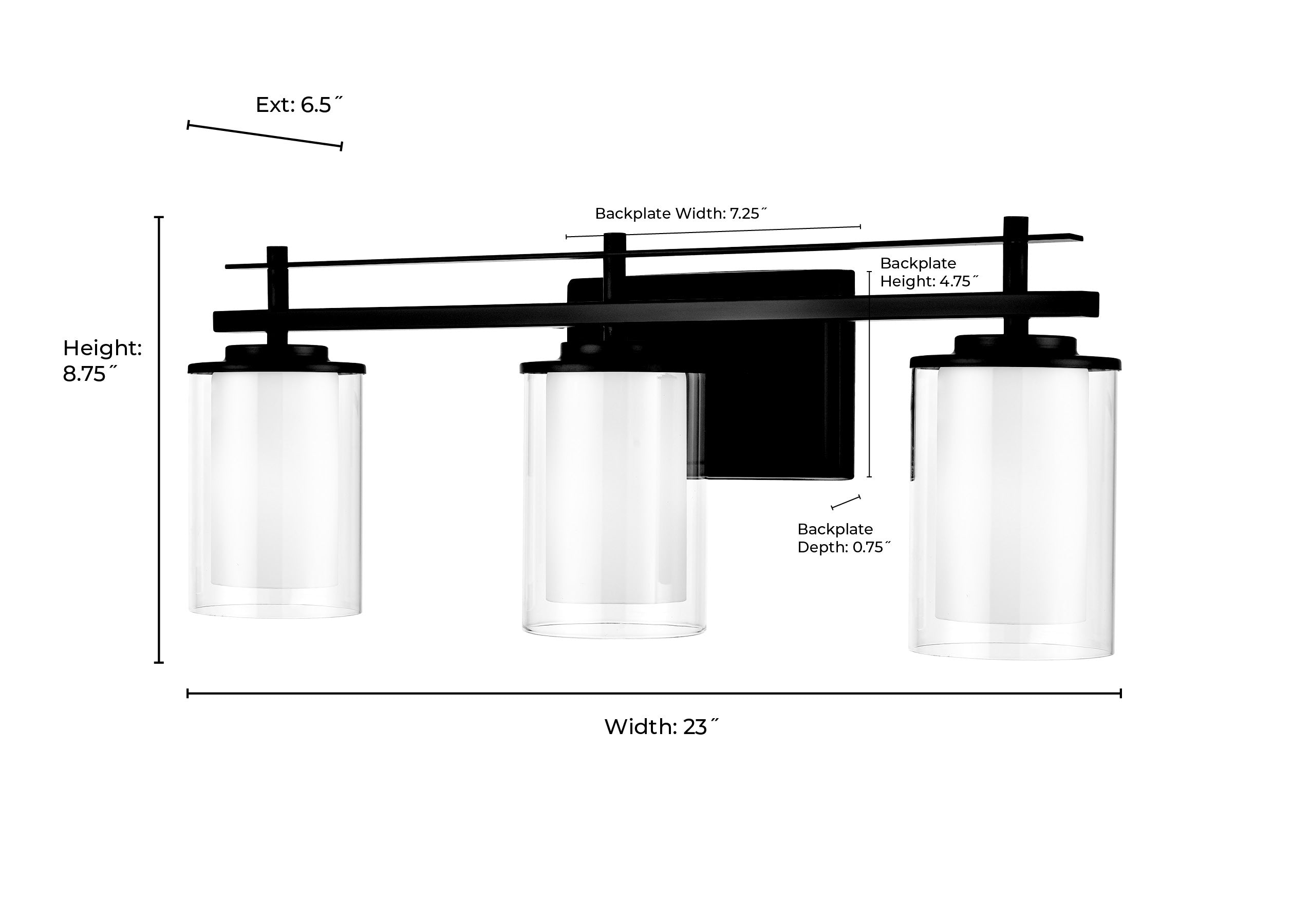 23'' Huderson Brushed Nickel 3 Light Bath Vanity