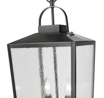 22-inch Devens Powder Coated Black 2-Light Outdoor Hanging Lantern with Clear Seeded Glass