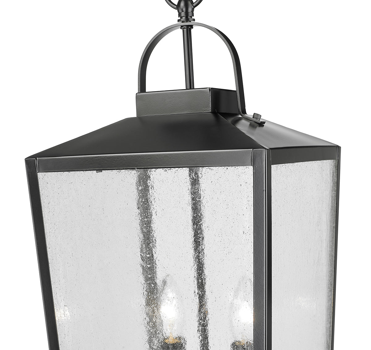 22-inch Devens Powder Coated Black 2-Light Outdoor Hanging Lantern with Clear Seeded Glass