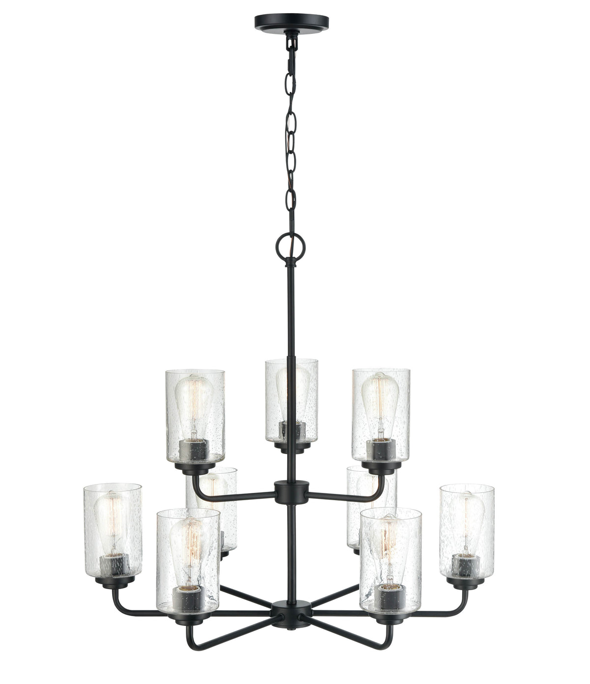 26.75'' Moven Matte Black 9 Light Chandelier